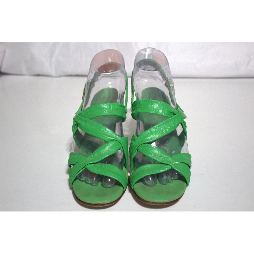 Selby Kismet Last Sandals Womens US 8 Vibrant Green Leather Block Heel Strappy